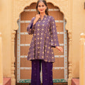 Juniper Purple Gold Geometric Printed Kurta With Pants