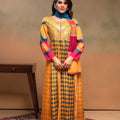 Juniper Man Made Fiber Mustard Embroidered Color Block Kurta Pant Dupatta Set With Mirror & Thread Work