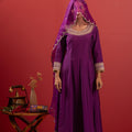 Juniper Purple Anarkali Suit With Embroidered Dupatta & Pant