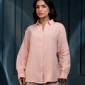 Juniper Women'S Peach Cotton Shirt With Full Sleeves And Front Slit