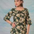 Juniper Green Floral Printed Viscose Tunic