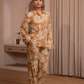 Juniper Brown Floral Printed Co-Ord Set With Button Details