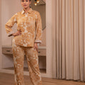 Juniper Brown Floral Printed Co-Ord Set With Button Details