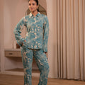Juniper Mint Floral Printed Co-Ord Set With Button Details