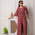 Juniper Red Floral Printed Viscose Jumpsuit With Belt
