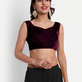 Purple Velvet Sleeveless Blouse
