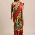 Beautiful Kalamkari Zari Work Silk Blend Kanjivaram Saree