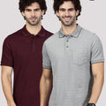 Men Cotton Rich Grey & Grape Expert Polo Tshirt Combos