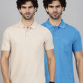 Men Cotton Rich Blue & Beige Expert Polo Tshirt Combos
