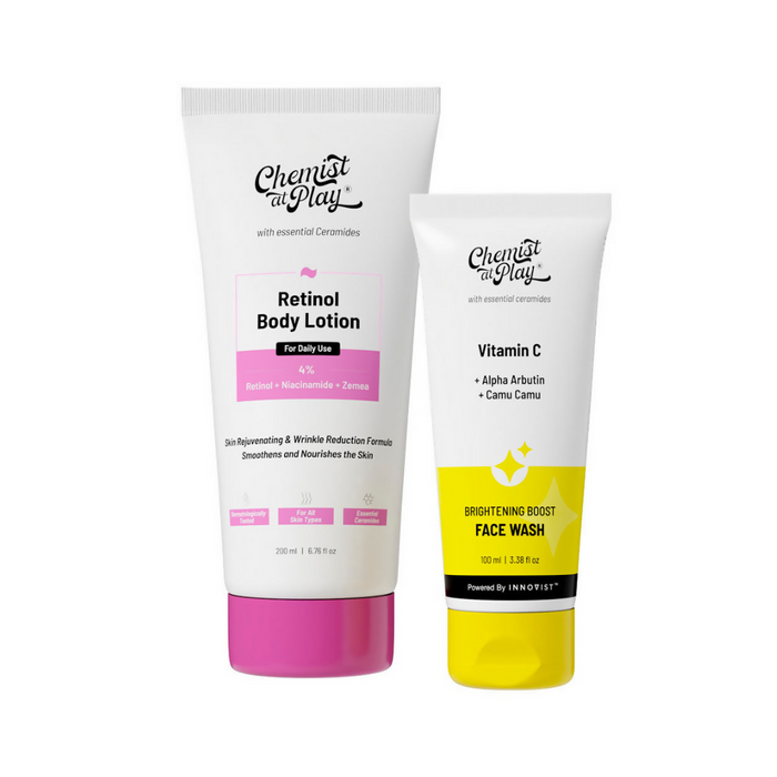 Chemist At Play Retinol Anti-Aging Body Lotion + Brightening Boost Face Wash Combo