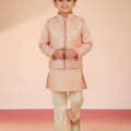 Boy's Pink Silk Blend Nehru Jacket Set