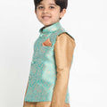 VASTRAMAY Boys Green Silk Blend Jacket