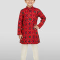 Boys Red Rayon Kurta Pyjama Set