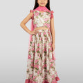 Girls Pink Dupion Silk Digital Print Lehenga Choli Set