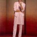Men's Peach Cotton Linen 3-Piece Nehru Set