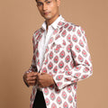 Men's Cream Base Multi-Color Printed Blazer