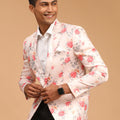 Men's Peach Floral Printed Blazer