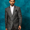 Men's Black Houndstooth Blazer