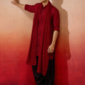 Men's Maroon Georgette Plain Dupatta