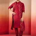Men's Maroon Viscose Mirror Work Dupatta