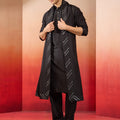 Men's Black Viscose Mirror Work Dupatta
