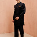 Mens Black Velvet Sherwani with Palazzo Set
