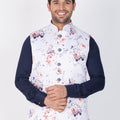 VASTRAMAY Men's Multicolor Cotton Silk Blend Ethnic Jacket