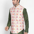 VASTRAMAY Men's Pink Silk Blend Ethnic Jacket