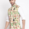 Men's Green Digital Printed Royal Nehru Jacket