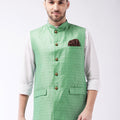 Men's Green Jacquard Nehru Jacket