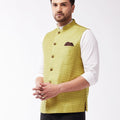 Men's Yellow Jacquard Nehru Jacket