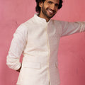 Men's Cream Kia Silk Embroidered Nehru Jacket