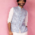 Men's Grey Monty Jacquard Nehru Jacket