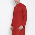 VASTRAMAY Men's Maroon Cotton Kurta