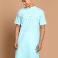 Men's Blue Solid Kurta
