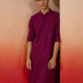 Men's Purple Sequin Embroidered Long Kurta