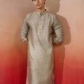 Men's Grey Silk Jacquard Kurta