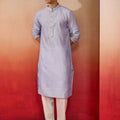 Mens Sky Blue Jacquard Kurta with Pyjama