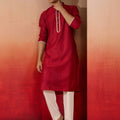 Mens Maroon Jacquard Kurta with Pyjama
