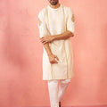 Men's Cream Zardozi Kurta Pant Set