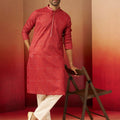 Men's Rust Bandhani Kurta with Pyjama