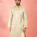 Men's Light Green Silk Blend Kurta