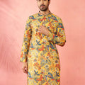 Men's Mustard Cotton Linen Long Kurta