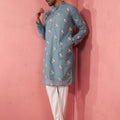 Men's Sage Green Cotton Kurta with Cream Pyjama