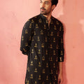 Men's Black Fine Satin Kurta