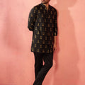 Men's Black Fine Satin Kurta with Cotton Lycra Pant