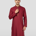 Men's Maroon Cotton Kurta