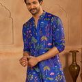 Men's Blue Digital Print Kurta