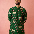 Men's Green Digital Print Kurta