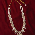 Vastramay Men's Traditional Wedding Necklace - Cream Single Layer Rhinestone Pearl Design